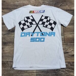Nascar Racing Daytona 500 Checker Flag Finish Line Mens T Shirt Tee Small White
